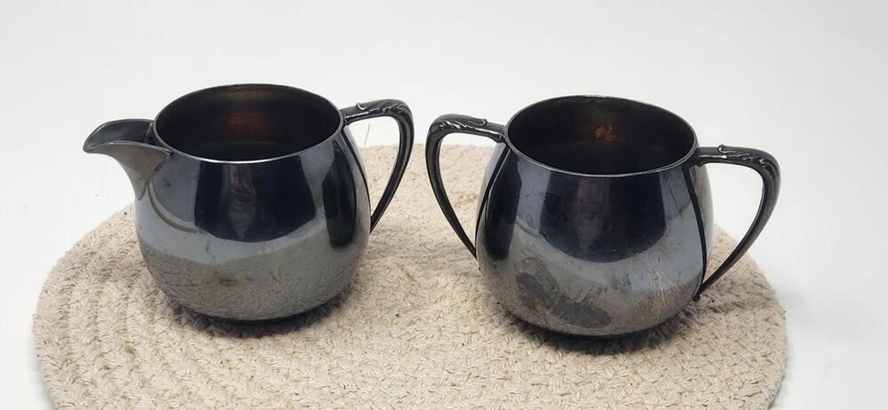 Vintage Wm A Rogers Creamer and Sugar Bowl Set | Silverplate Mid Century